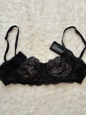 Sheer Black Lace Underwire Bra with Adjustable Straps